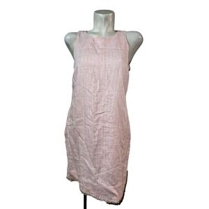 New Tommy Bahama Sz S Pink Striped Sleeveless 100% Linen Lined Shift Dress $135